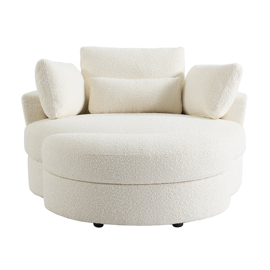 The Sienna Swivel Sofa + Ottoman in Coconut