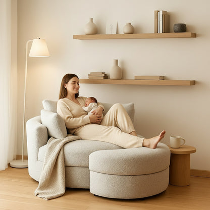 The Sienna Swivel Sofa + Ottoman in Hazy Day