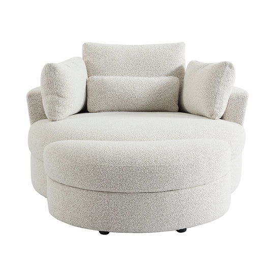 The Sienna Swivel Sofa + Ottoman in Hazy Day