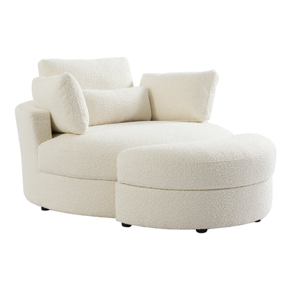 The Sienna Swivel Sofa + Ottoman in Coconut