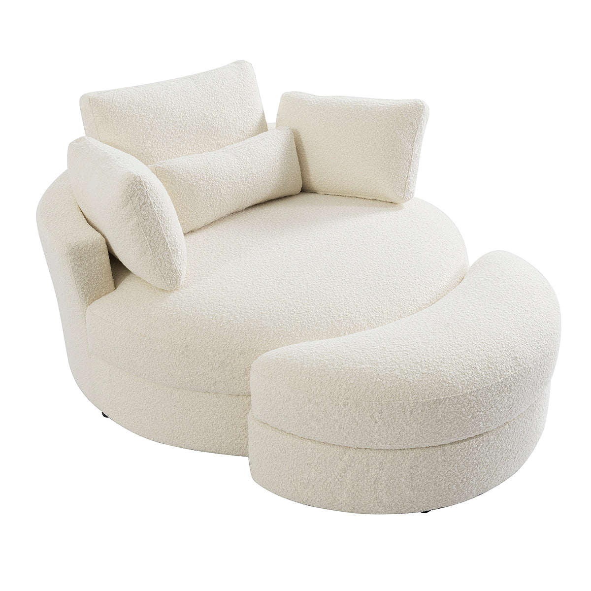 The Sienna Swivel Sofa + Ottoman in Coconut