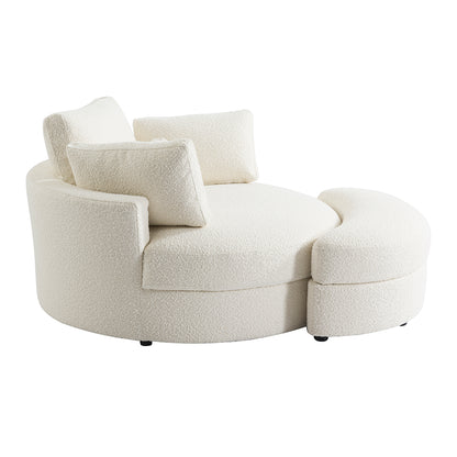 The Sienna Swivel Sofa + Ottoman in Coconut