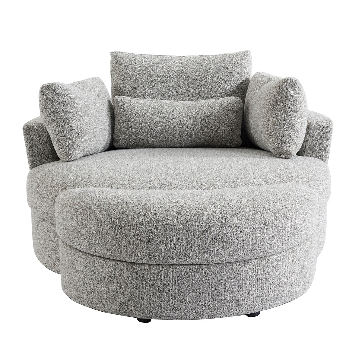 The Sienna Swivel Sofa + Ottoman in Moonstone