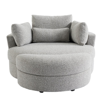 The Sienna Swivel Sofa + Ottoman in Moonstone