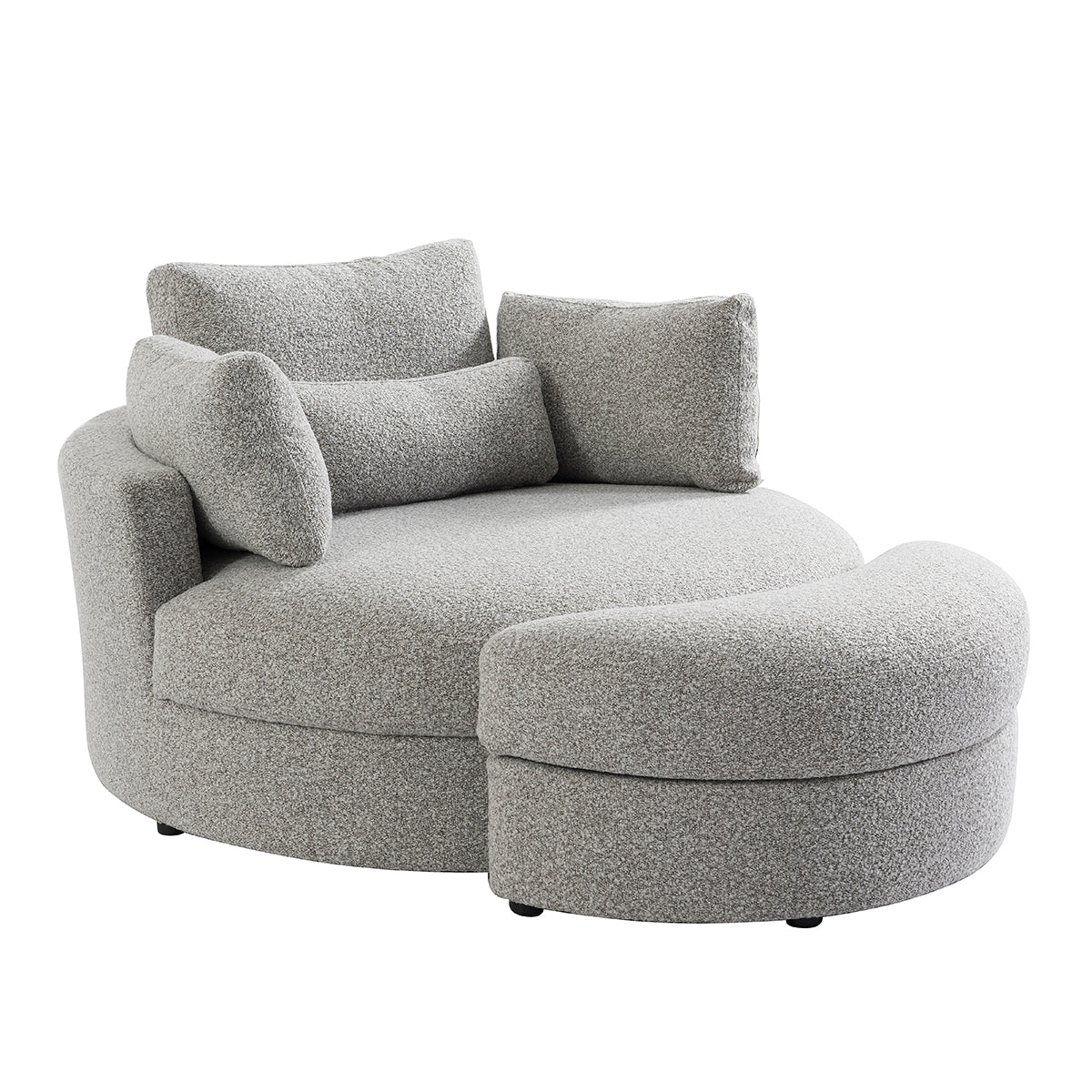 The Sienna Swivel Sofa + Ottoman in Moonstone