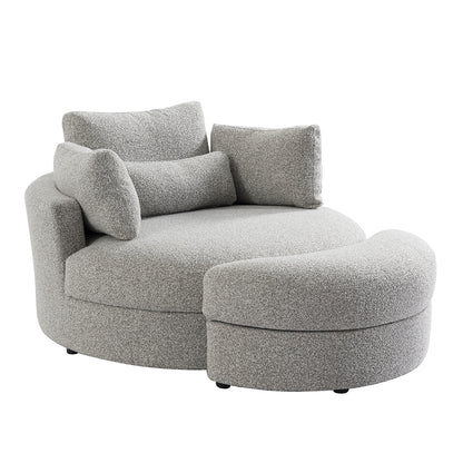 The Sienna Swivel Sofa + Ottoman in Moonstone