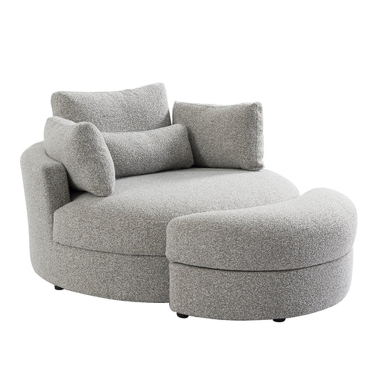 The Sienna Swivel Sofa + Ottoman in Moonstone