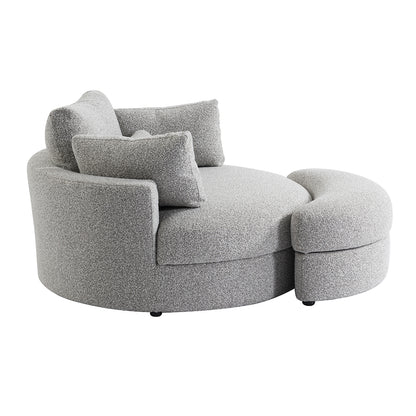 The Sienna Swivel Sofa + Ottoman in Moonstone