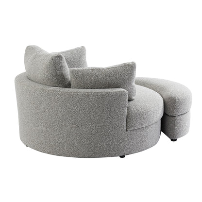 The Sienna Swivel Sofa + Ottoman in Moonstone