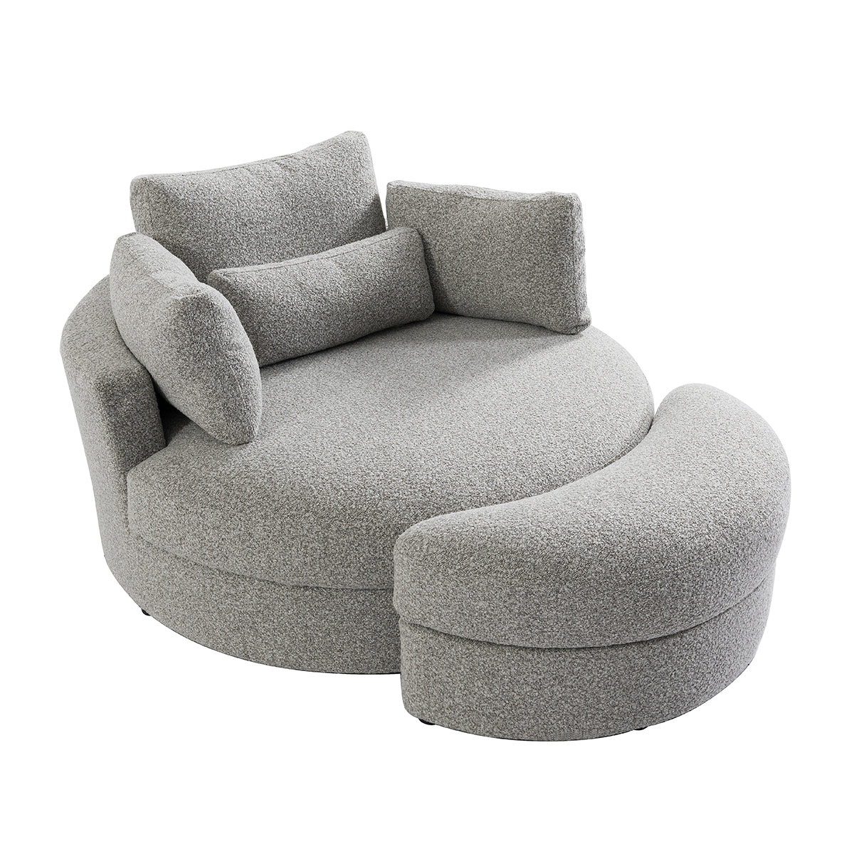 The Sienna Swivel Sofa + Ottoman in Moonstone