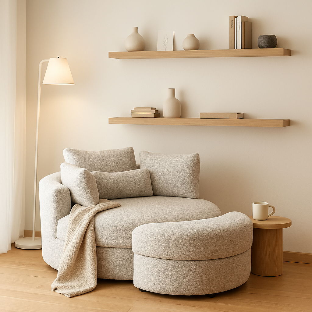 The Sienna Swivel Sofa + Ottoman in Hazy Day